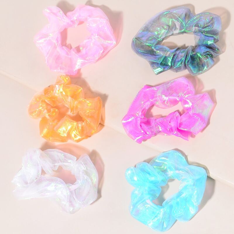

6pcs Metallic Scrunchie, Multicolor