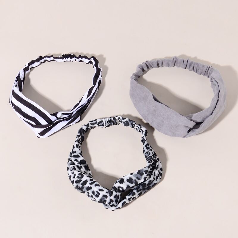 

3pcs Striped Twist Hair Band, Multicolor