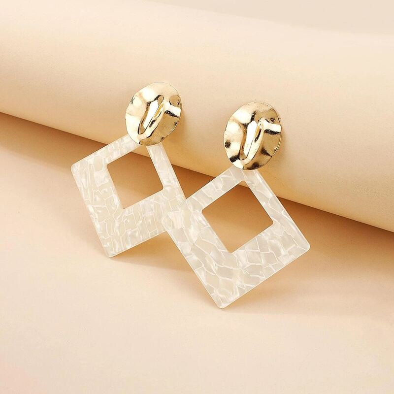 

Geo Drop Earrings, White