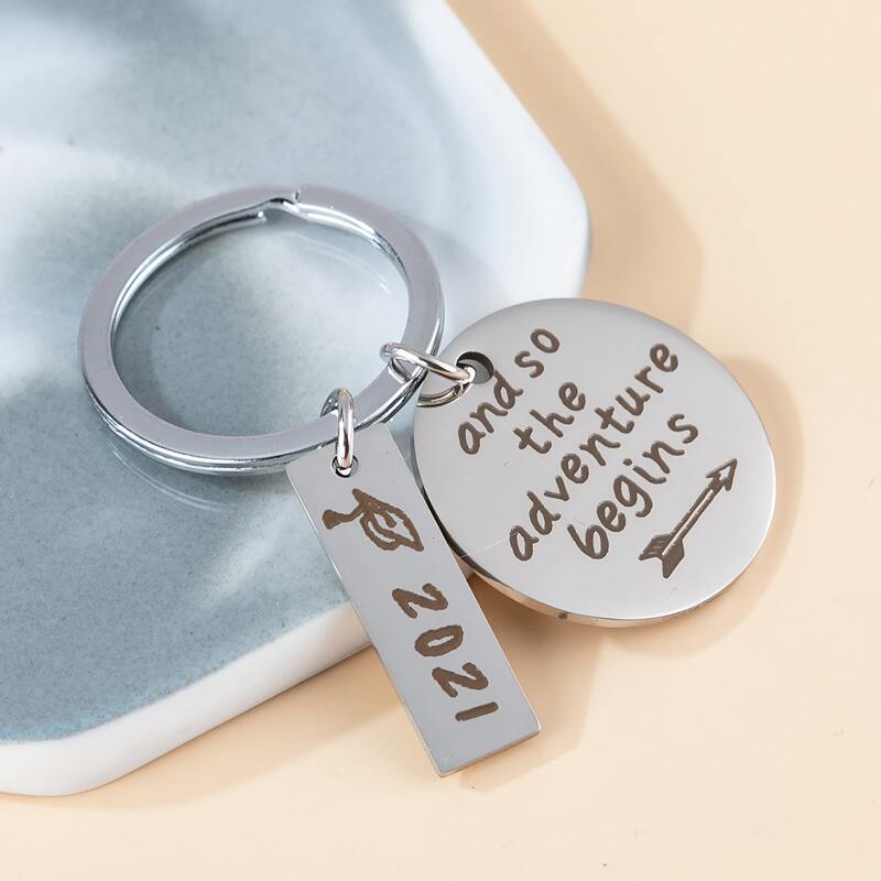 

Letter Circle Keychain, Silver