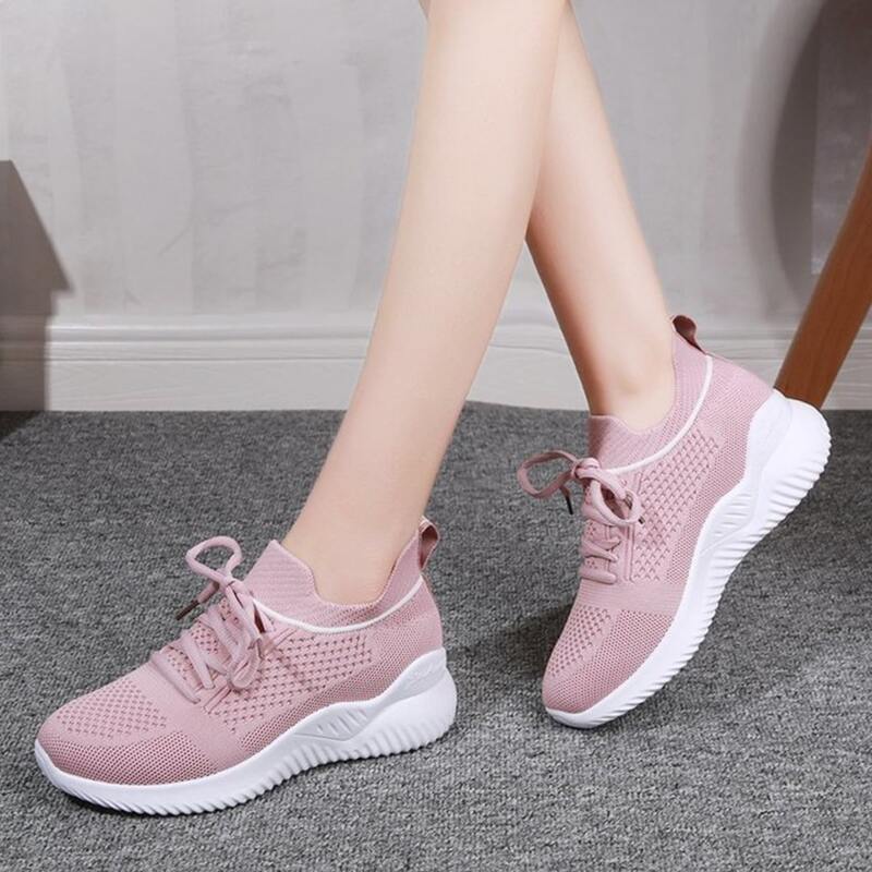 

Lace-up Knit Sneakers, Pink