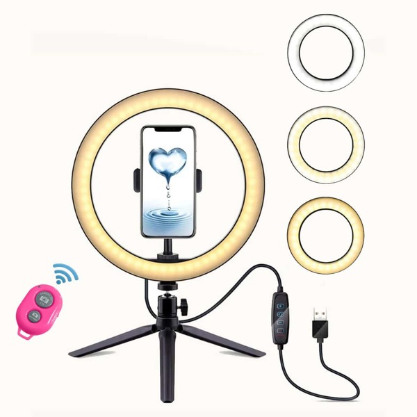

1pc Bluetooth Ring Fill Light With Phone Tripod Holder, Pink
