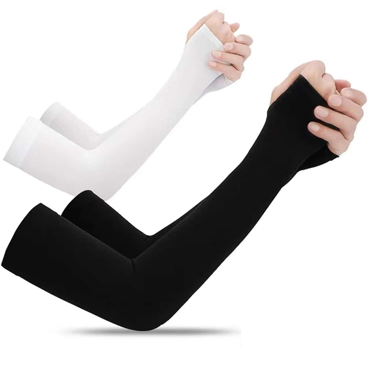 

2pairs Long Fingerless Glove, Black and white