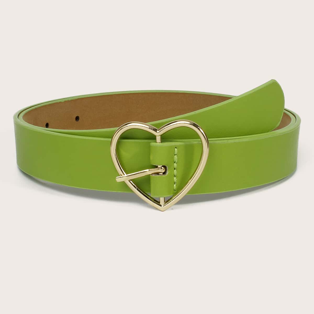 

Heart-Cutout Faux Leather Belt, Green