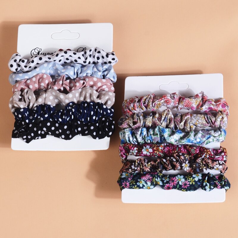 

12pcs Polka Dot Ditsy Floral Scrunchie, Multicolor