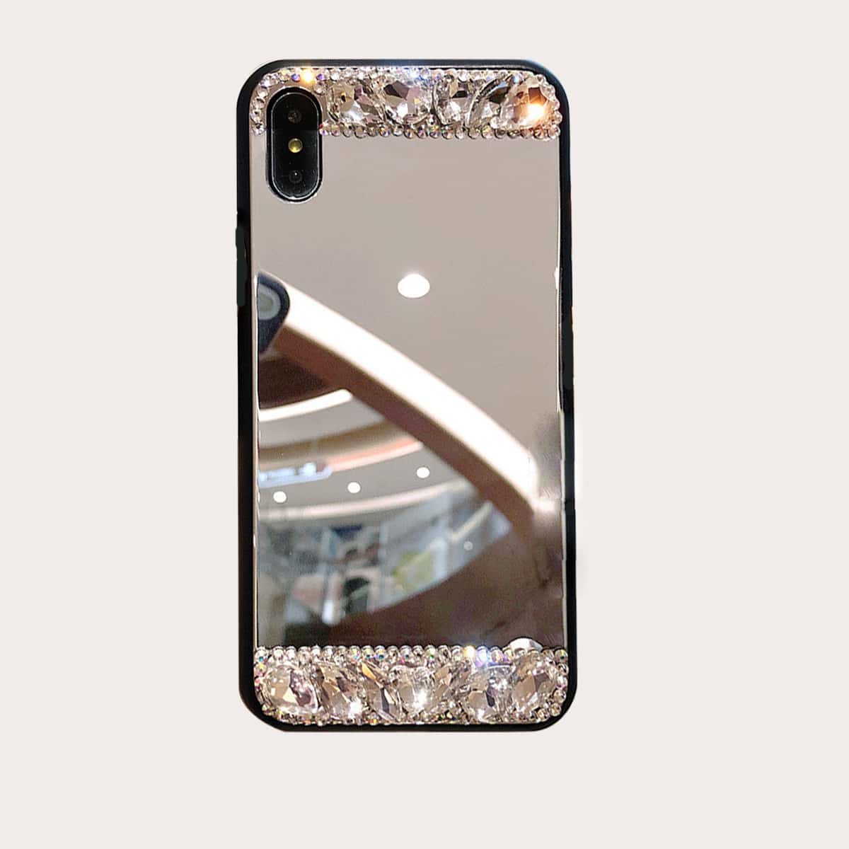 

Crystal Decor Mirror Phone Case, Silver