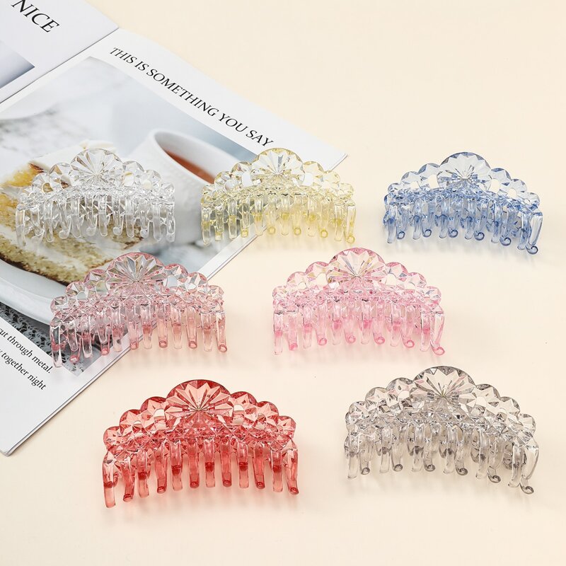 

Random 2pcs Clear Hair Claw, Multicolor
