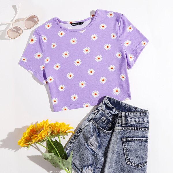

Floral Crop Tee, Violet purple