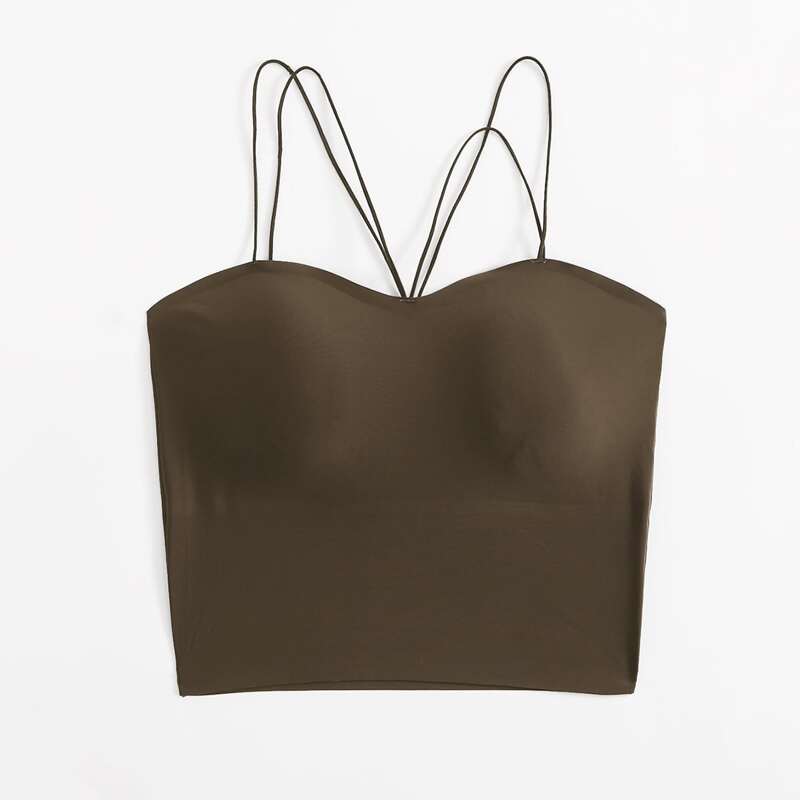 

Solid Longline Bralette, Brown
