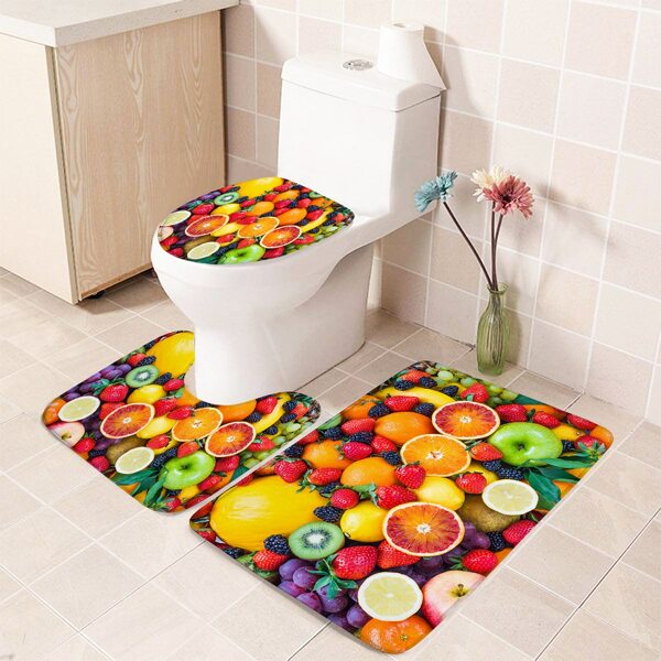 

1pc Fruit Print Bath Mat, Multicolor