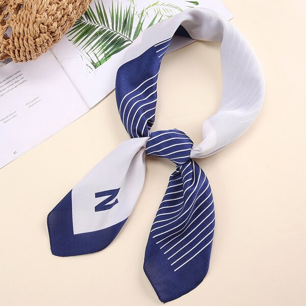 

Striped Print Bandana, Navy blue
