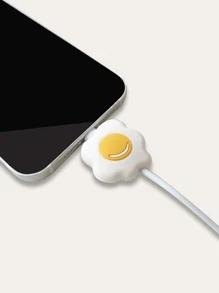 Soft Silicone 3D Cute Fried Egg Phone Data Cable Protector Cover - Multicolor - View 2