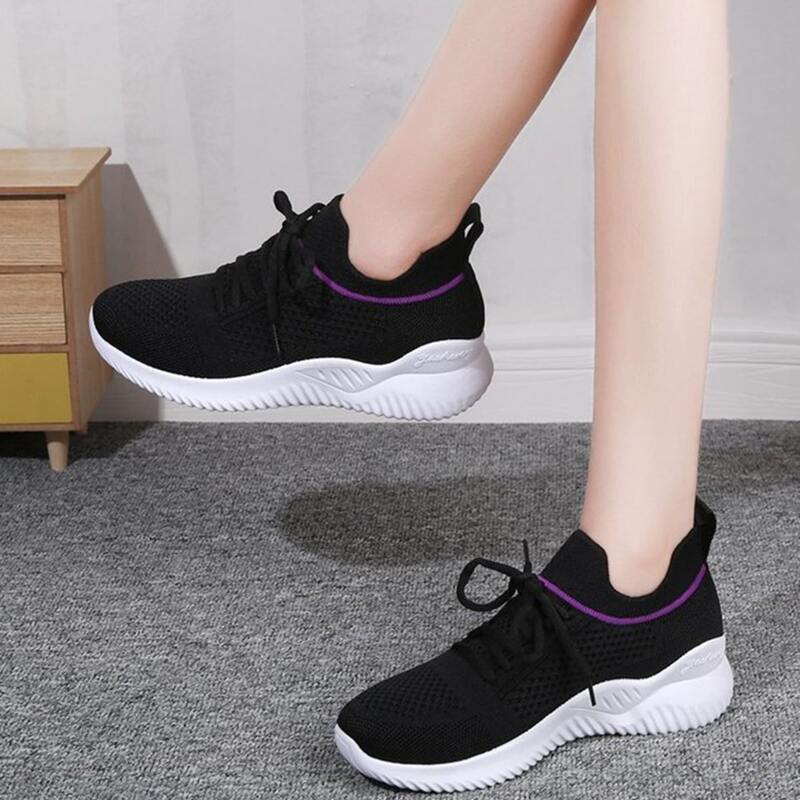 

Lace-up Knit Sneakers, Black