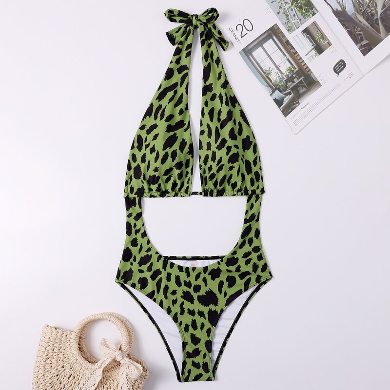 

Allover Print Cut-out One Piece Swimsuit, Multicolor