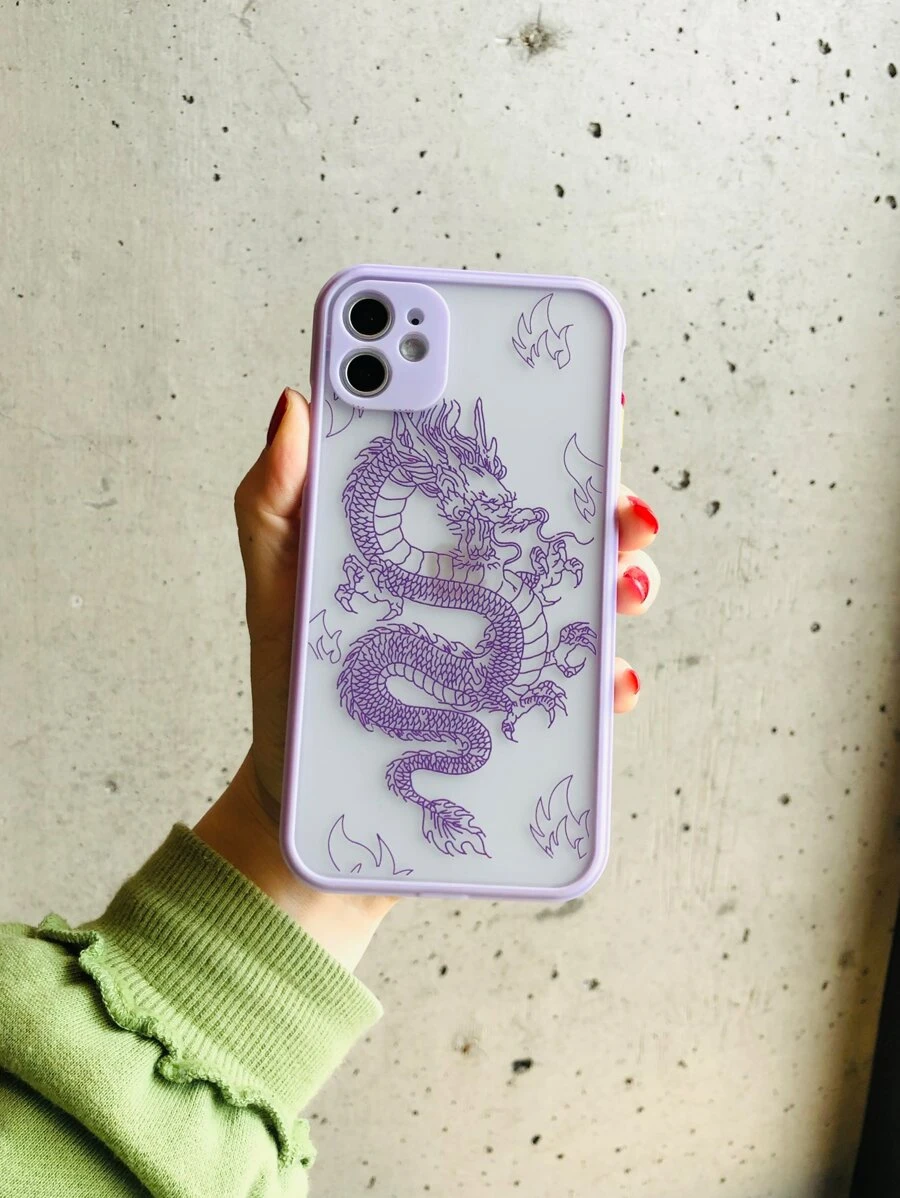 Dragon Print Phone Case Compatible With IPhone 11,IPhone 13,IPhone 14 Pro Max - Purple - View 1