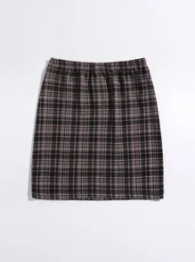 SHEIN Essnce Split Hem Plaid Skirt - Multicolor - View 2