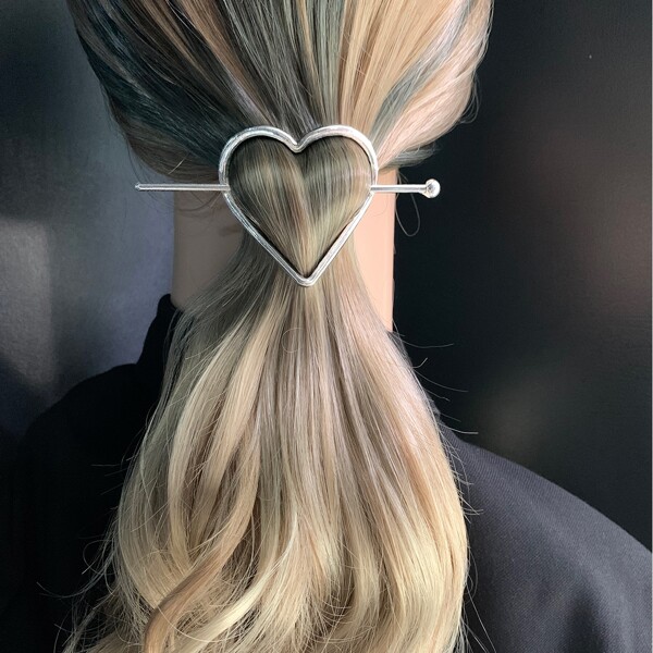 

Heart Decor Hairpin, Silver