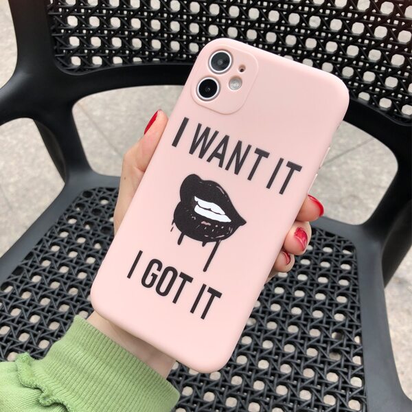 

Letter & Lip Print Phone Case, Multicolor