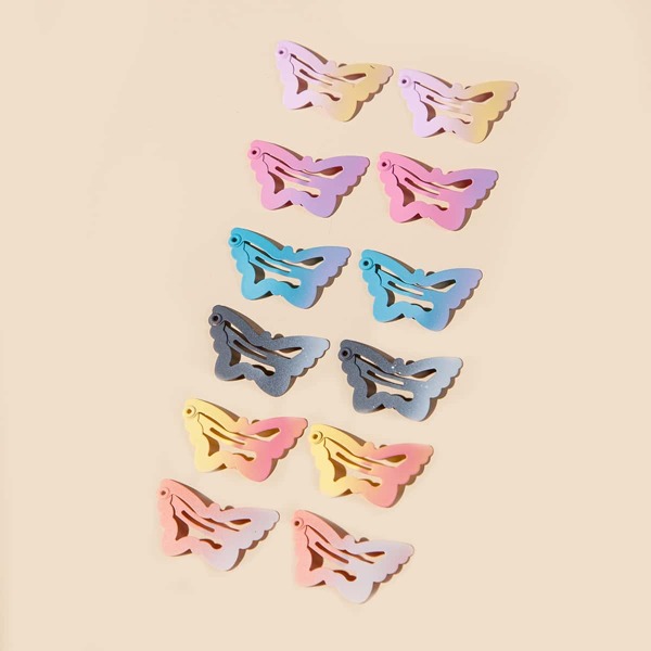 

12pcs Toddler Girls Butterfly Design Hair Clip, Multicolor