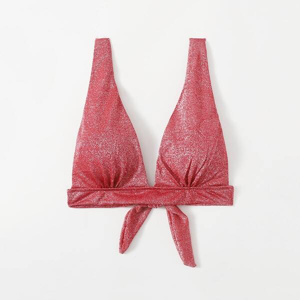 

Glitter Decor Bikini Top, Red