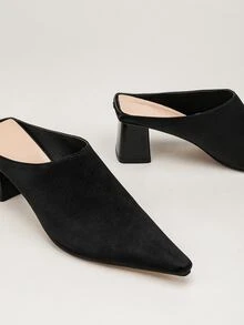 Tacones tacón medio grueso mule - Negro - Ver 4