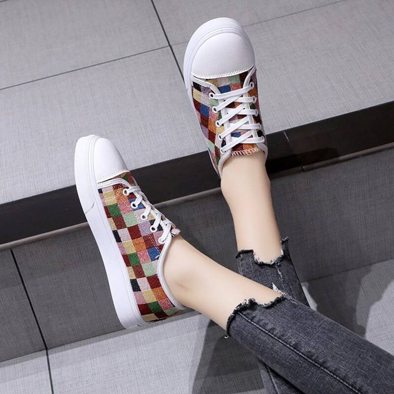 

Patchwork Lace-up Sneakers, Green