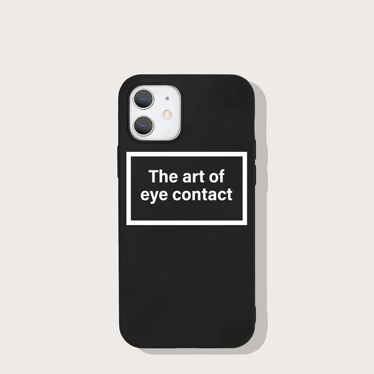 

Slogan Graphic Phone Case, Black