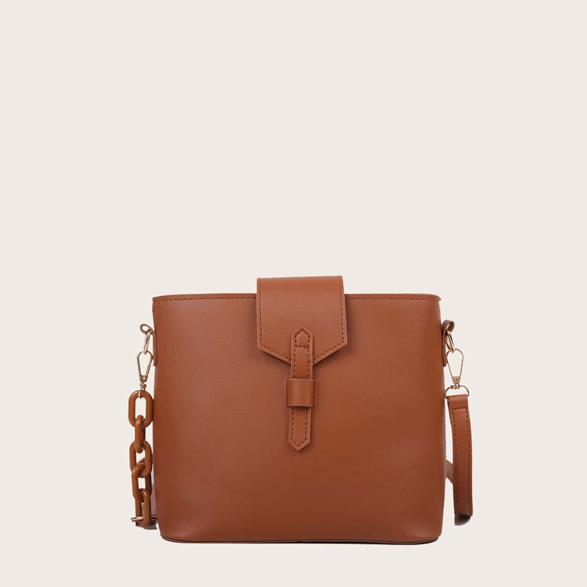 

Solid Bucket Bag, Brown