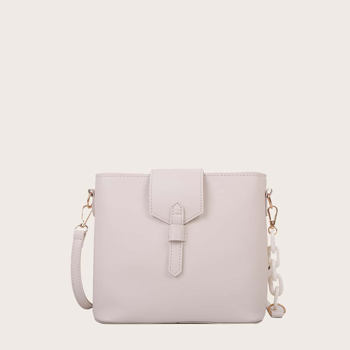 

Solid Bucket Bag, White