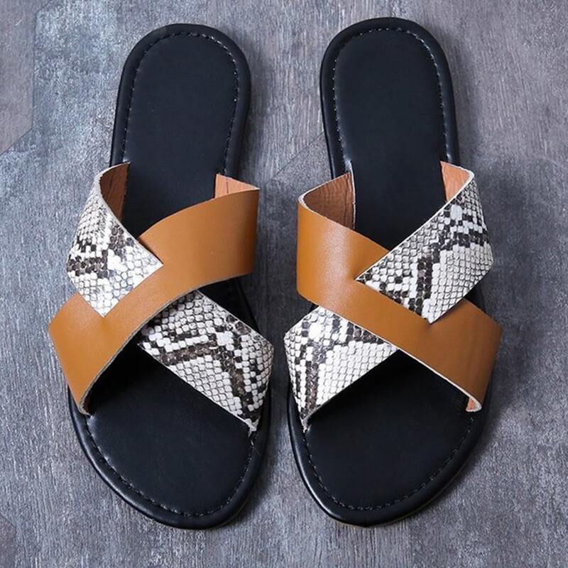 

Snakeskin Strap Slide Sandals, Multicolor