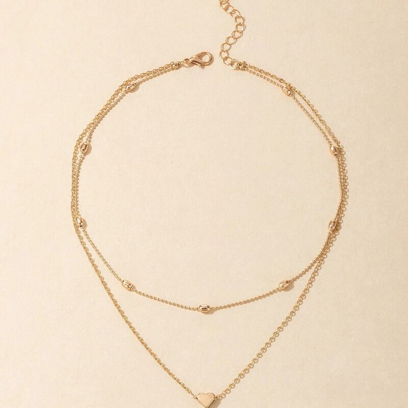 

Heart Charm Layered Necklace, Gold