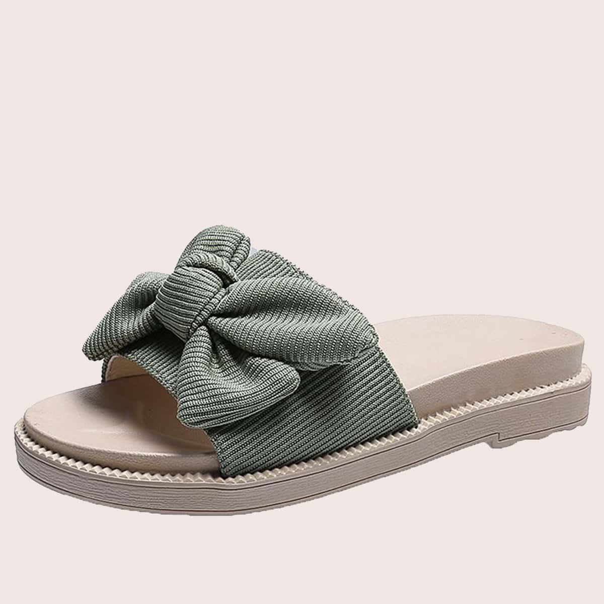 

Bow Knot Slide Sandals, Army green