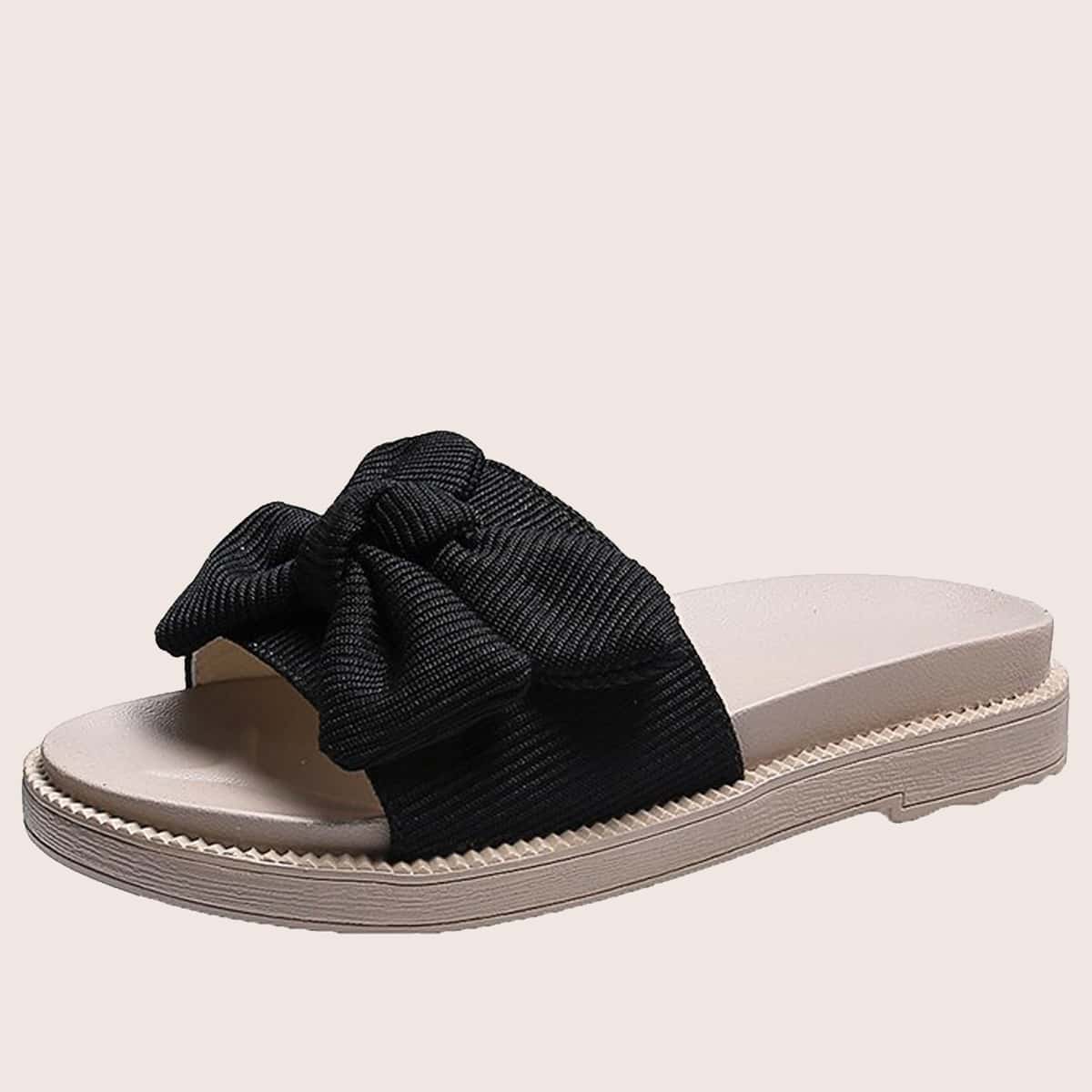 

Bow Knot Slide Sandals, Black