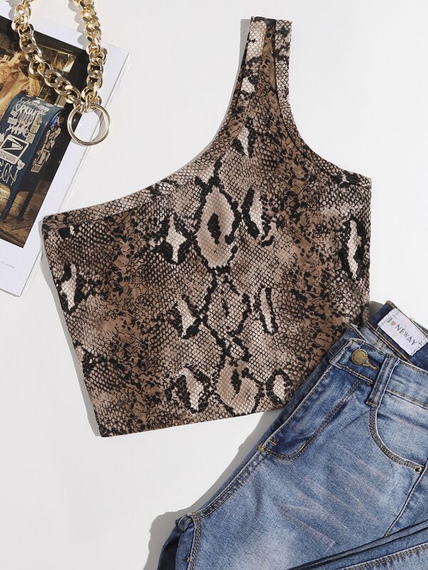 SHEIN Essnce 單肩蛇皮紋圖案上衣