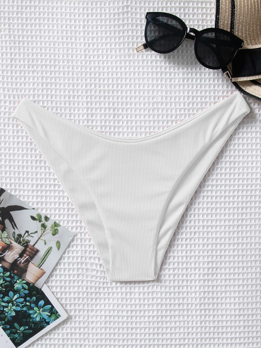 Rib Bikini Panty - White - View 1