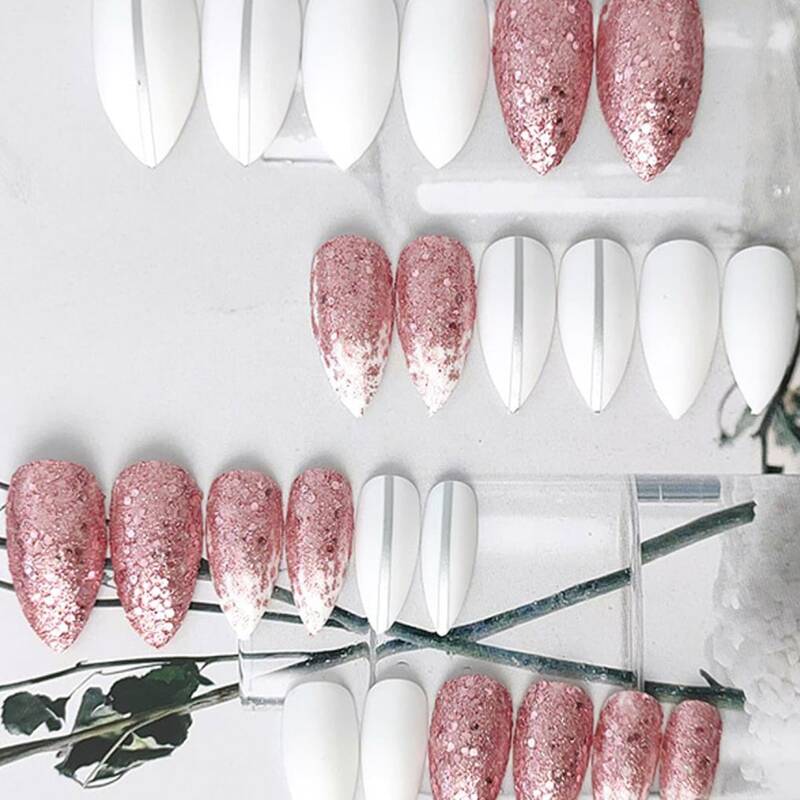 

24pcs Glitter False Nail, White