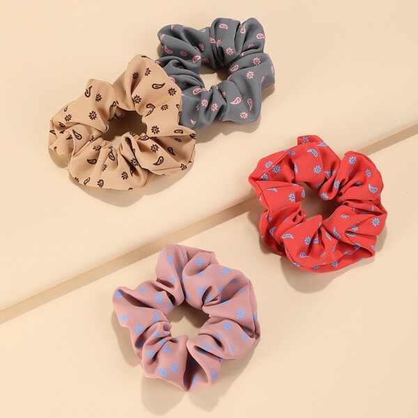 

4pcs Ditsy Floral Pattern Scrunchie, Multicolor