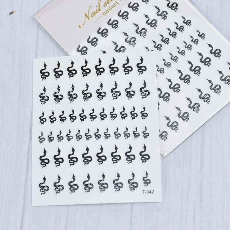 

1sheet Snake Pattern Nail Sticker, Black