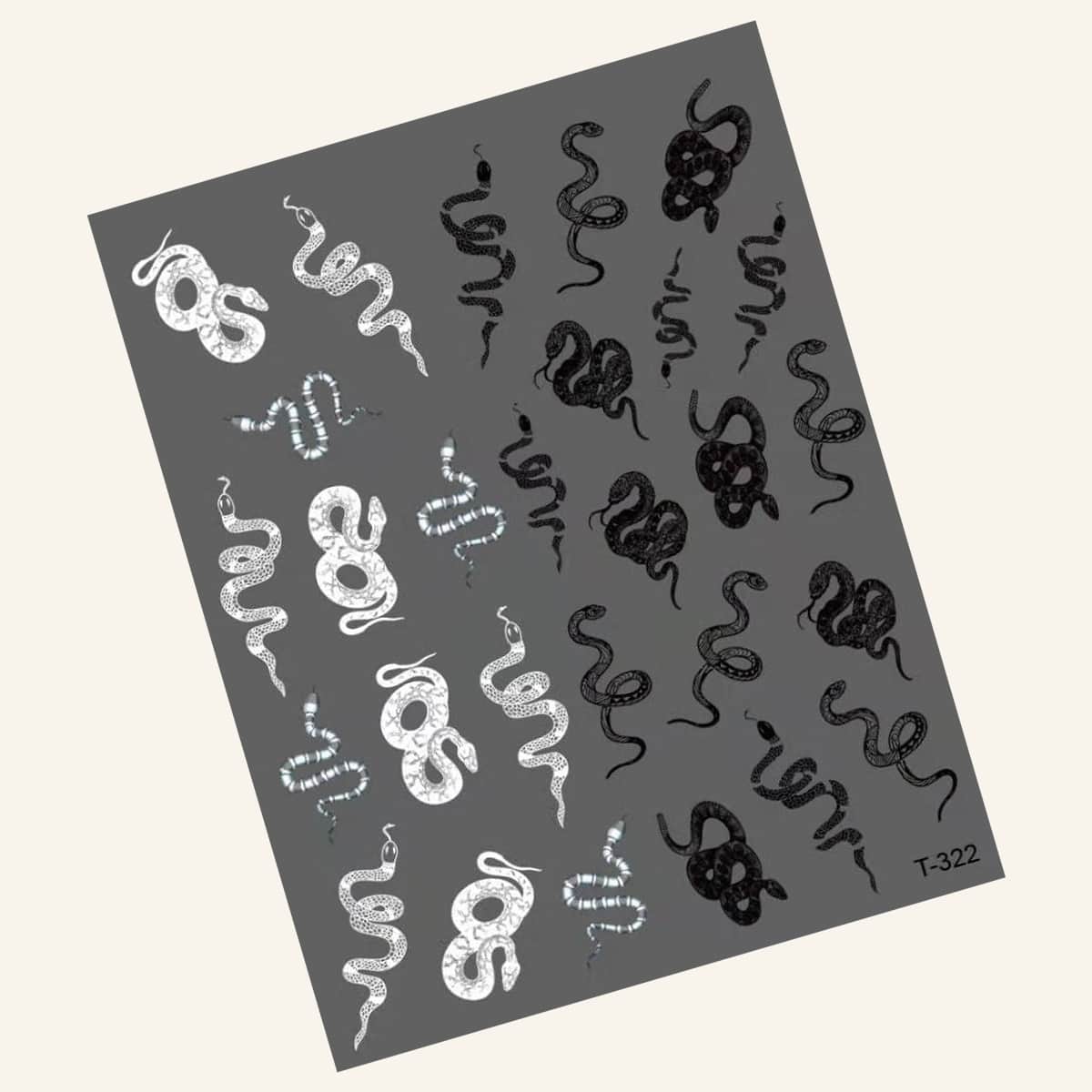 

1sheet Snake Pattern Nail Sticker, Black
