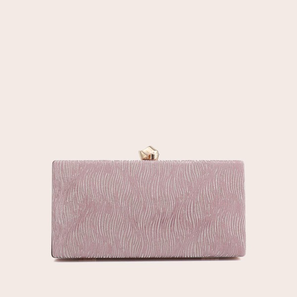 

Metal Lock Chain Clutch Bag, Pink
