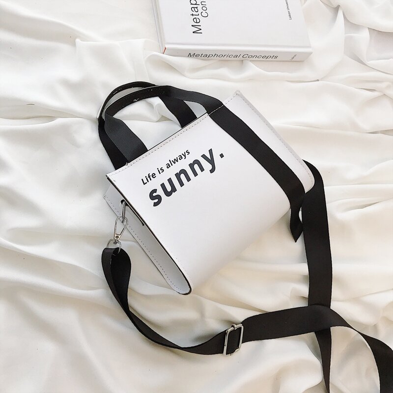 

Letter Graphic Satchel Bag, White