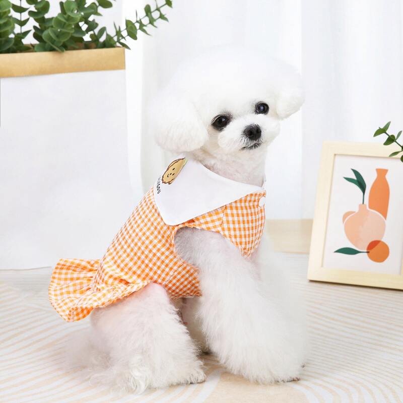

Gingham Pattern Pet Dress, Orange