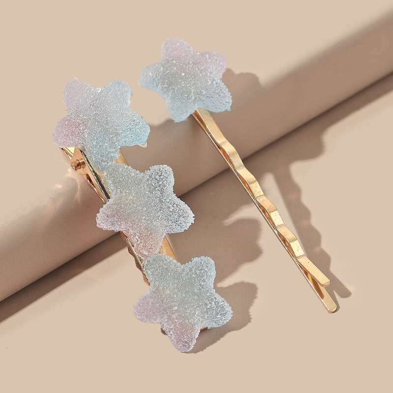 

2pcs Star Hair Clip, Baby blue
