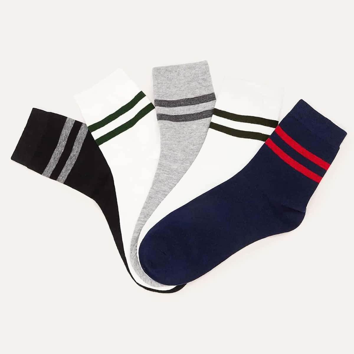 

Guys 5pairs Striped Crew Socks, Multicolor
