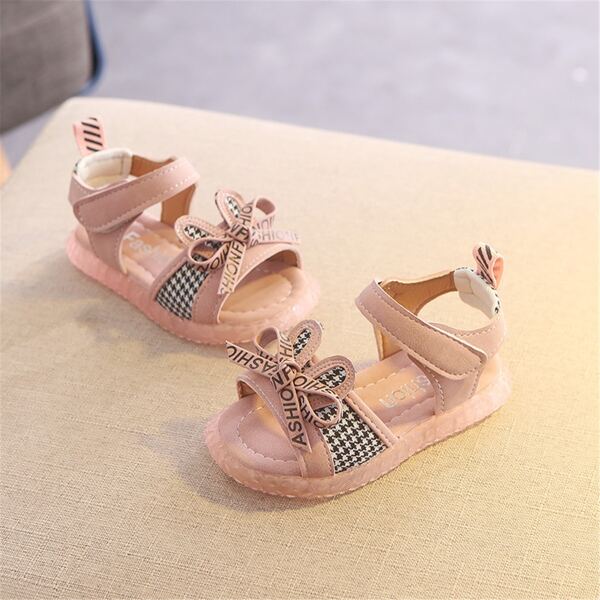 

Toddler Girls Letter Graphic Bow Decor Sandals, Pink