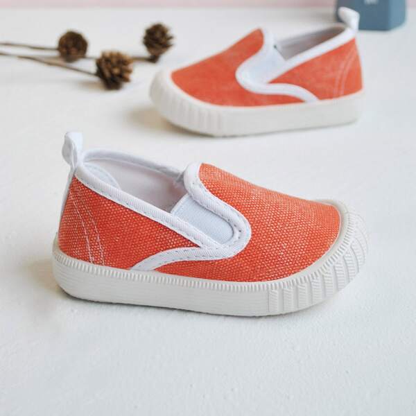 

Toddler Boys Contrast Binding Slip On Sneakers, Orange