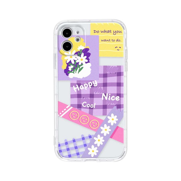 

Letter & Plaid Pattern Phone Case, Multicolor