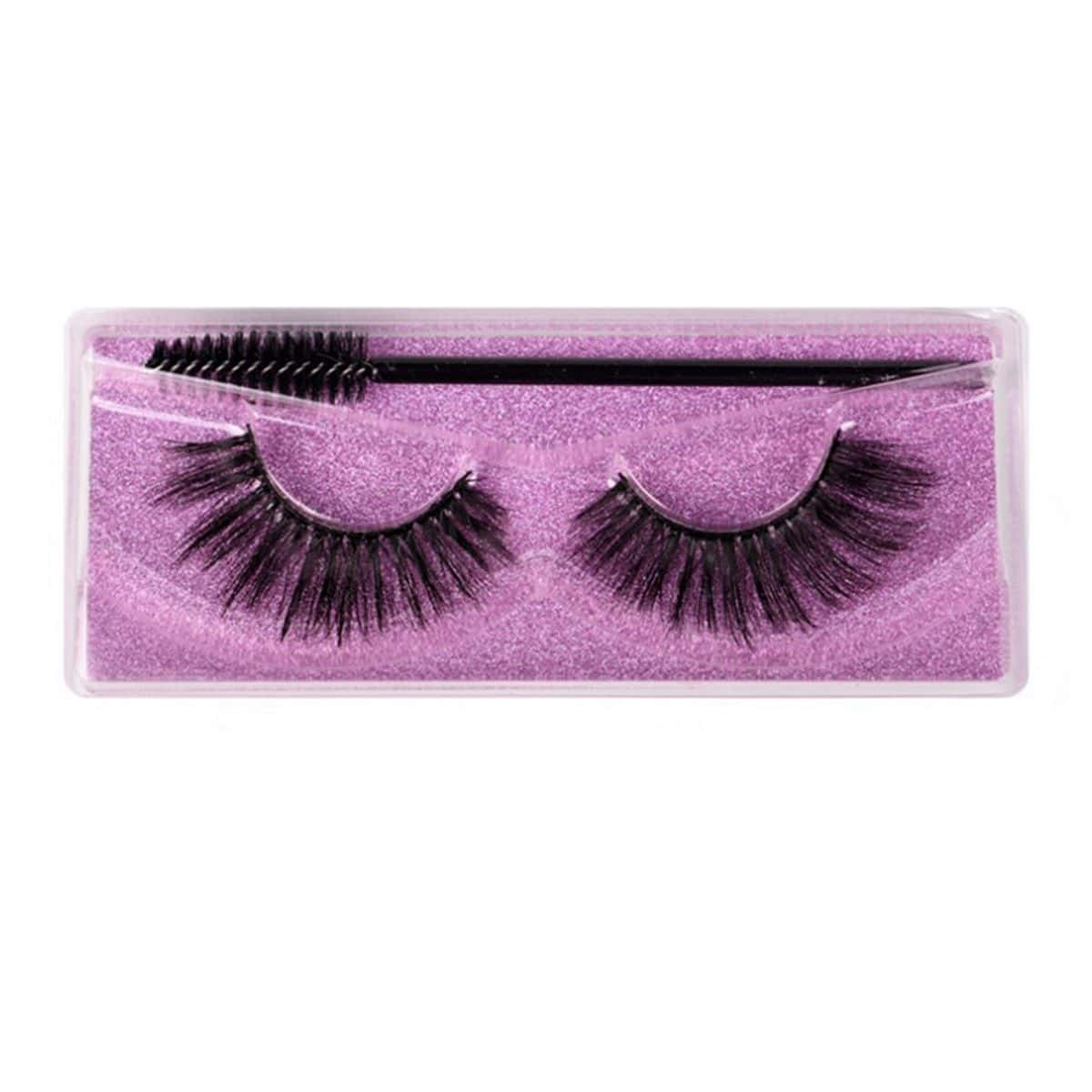 

1pair Random Color False Eyelashes, Black