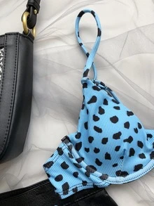 Dalmatian Rib Underwire Bikini, For Summer Beach Vacation - Blue - View 3
