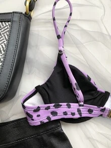 Dalmatian Rib Underwire Bikini, For Summer Beach Vacation - Purple - View 3